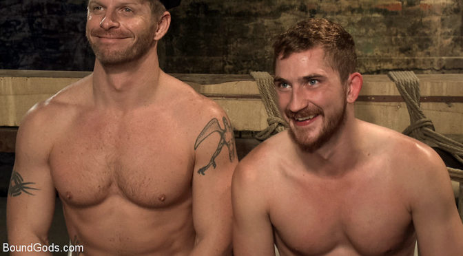 two hot male porn stars bask in their bondage afterglow