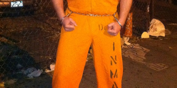 Inmate jumpsuit and police belly chain