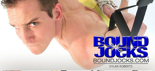 Dylan Roberts is tied up at Bound Jocks