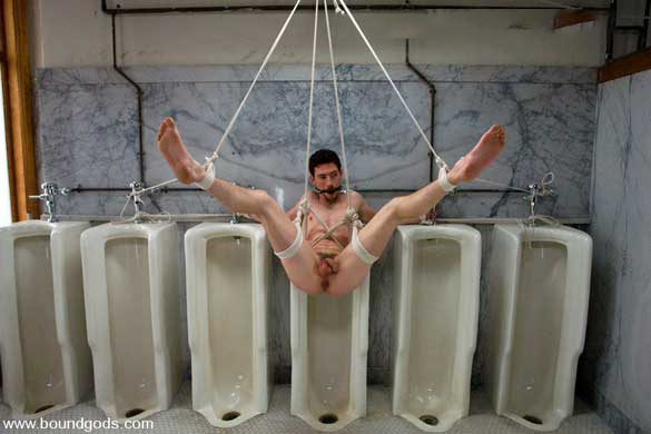 male bondage at urinal