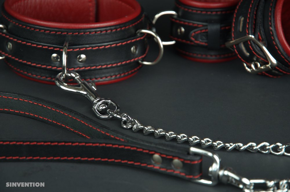 leather BDSM collar and leash
