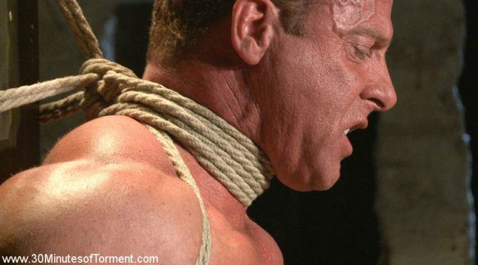 Bodybuilder Derek Pain is subjected to chair, pit and water torture