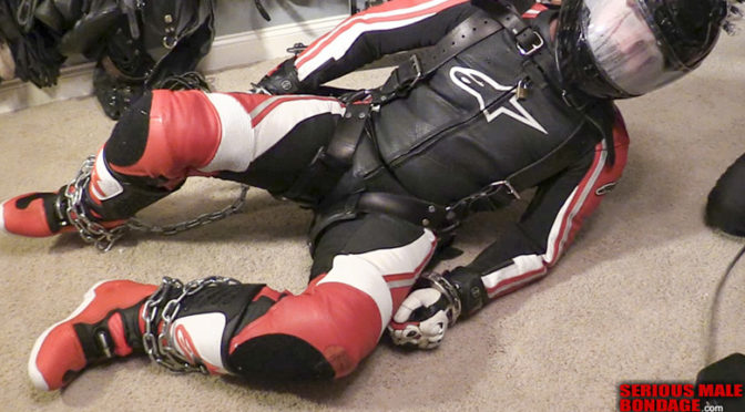 Video: Suspended in motorcylce leathers