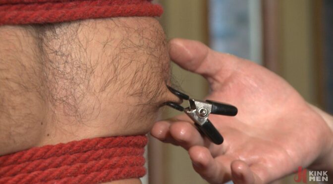 A bondage stud gets edged and shoots loads of cum
