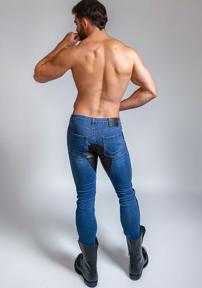 Show off your bulge, glutes, quads, and calves with these stretch-denim pants