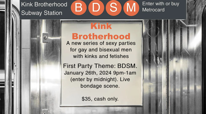 Kink Brotherhood is a play party for gay and bi guys with kinks