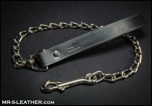 Chain Leash with Leather Grip