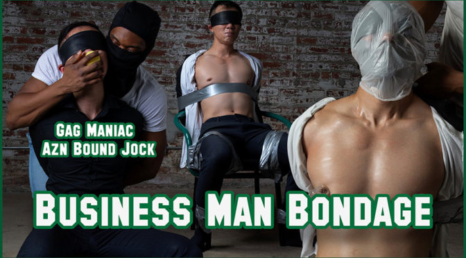 Azn Bound Jock and Gag Maniac in Business Man Bondage