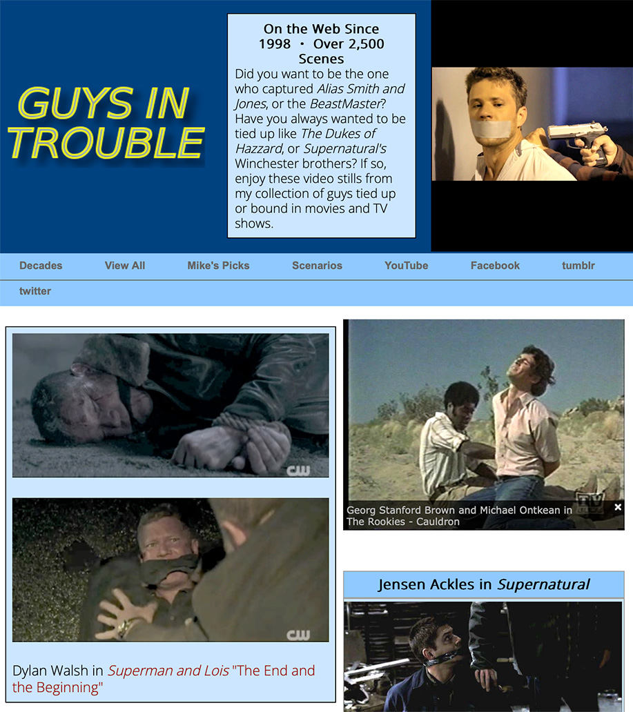 Ropermike’s awesome website — Guys In Trouble — is the ultimate resource