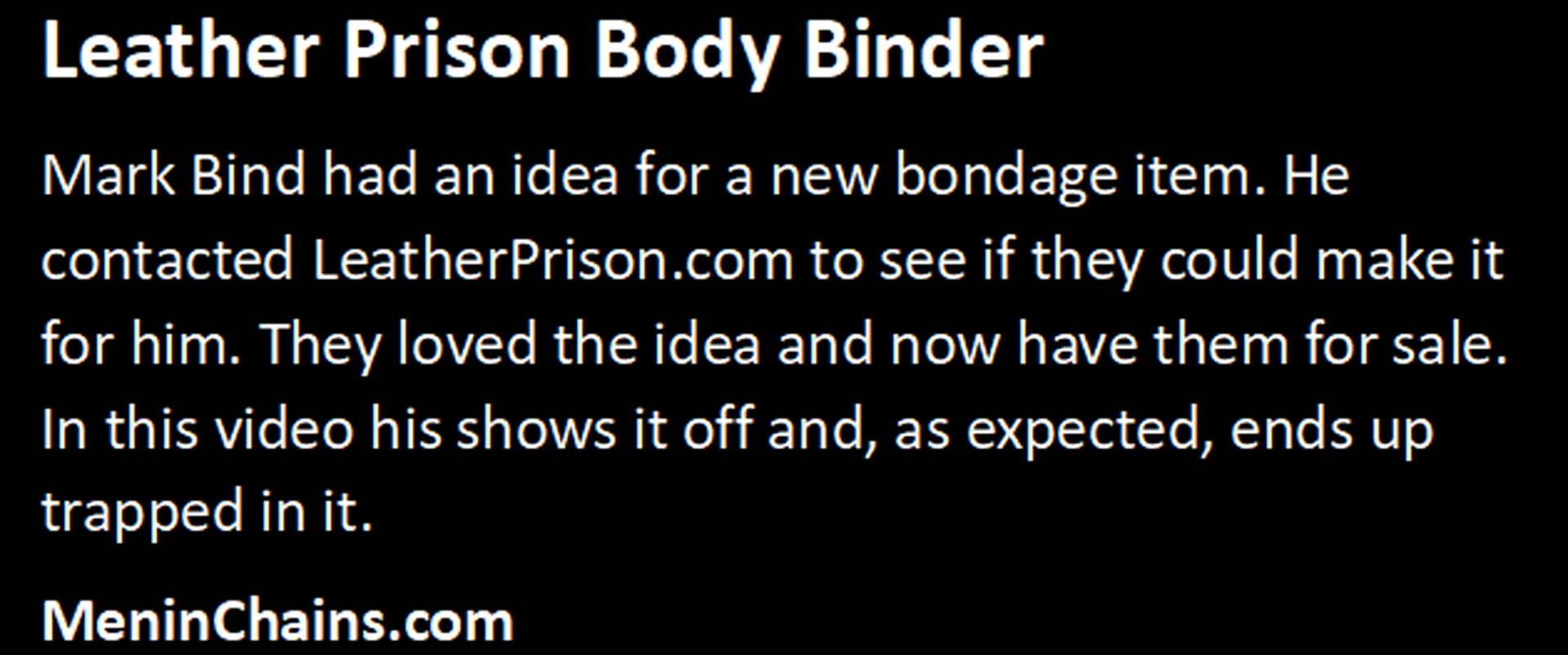 Leather Prison Body Binder