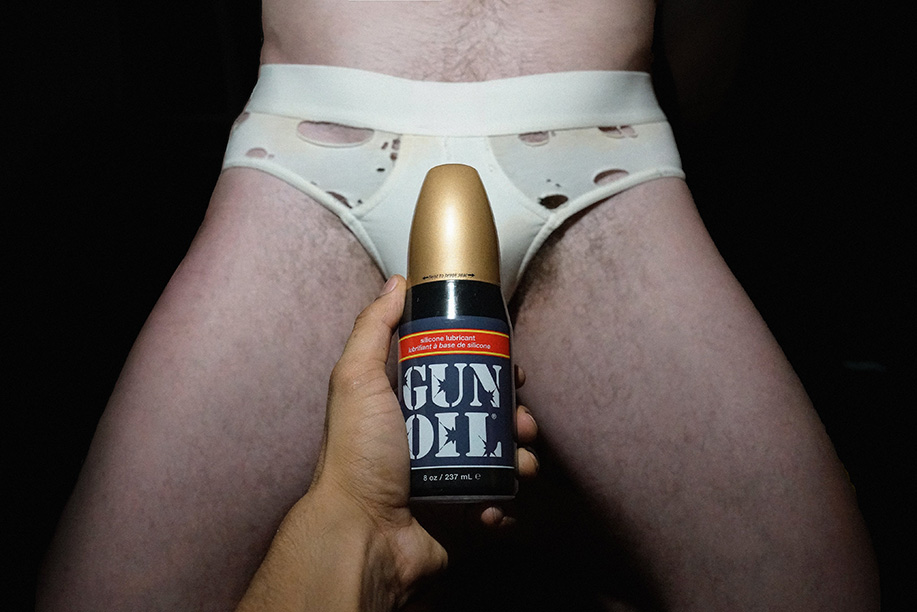 jacking off with Gun Oil lube