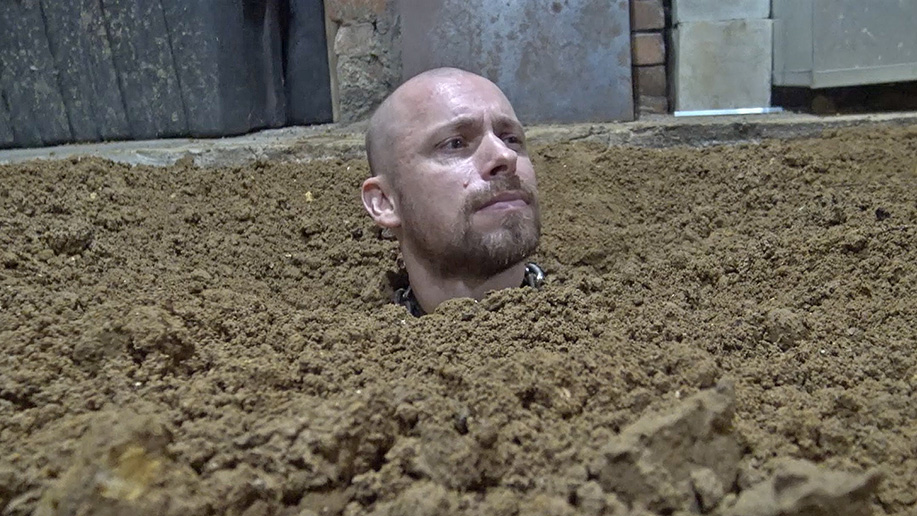 male extreme bondage Buried up to his neck