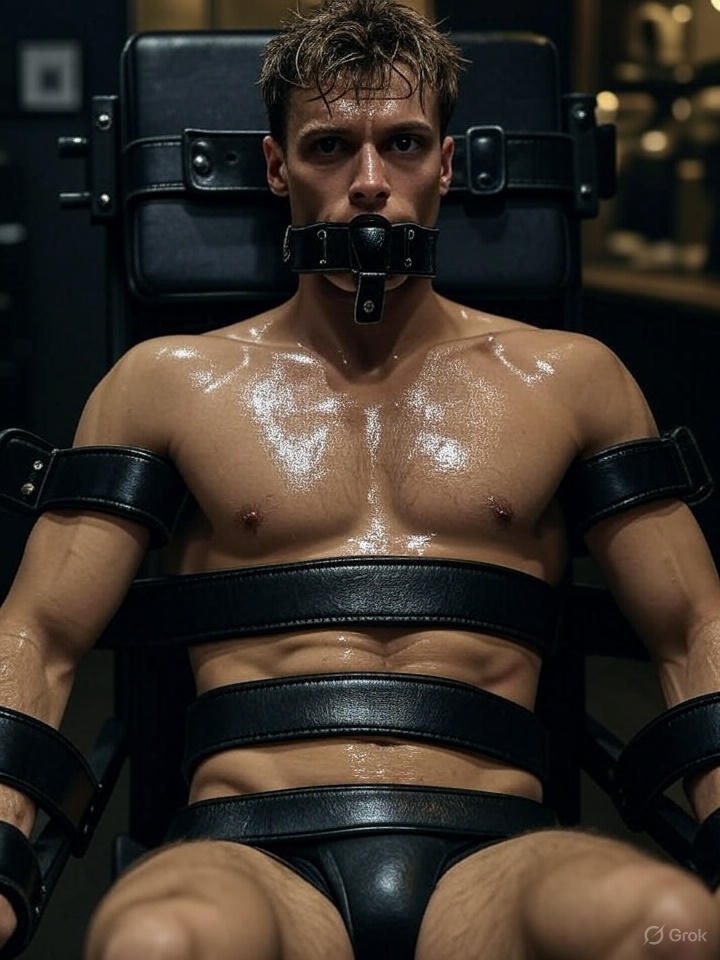 male bdsm chair bondage with gag