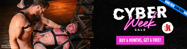 Cyber Week 2025 KinkMen ad — special offer for gay men’s fetish videos, use code CYBERWEEK25