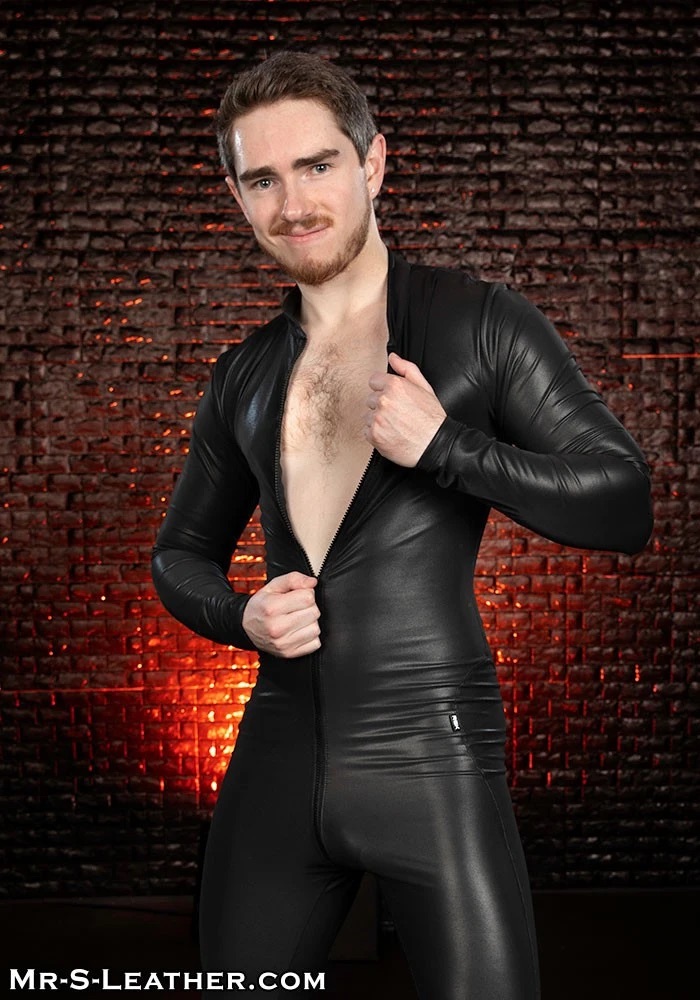 A complete faux-leather catsuit for guys that love the feeling of full body coverage and leaving nothing to the imagination